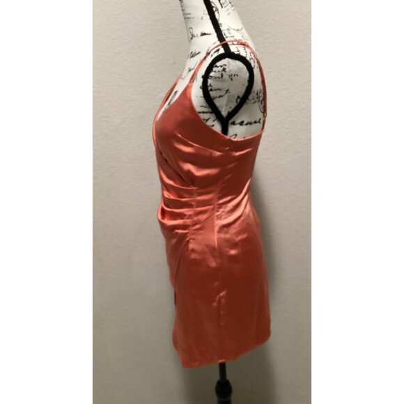 Forever 21 Coral Satin Wrap Dress With Spaghetti Straps Size S - Picture 3 of 6